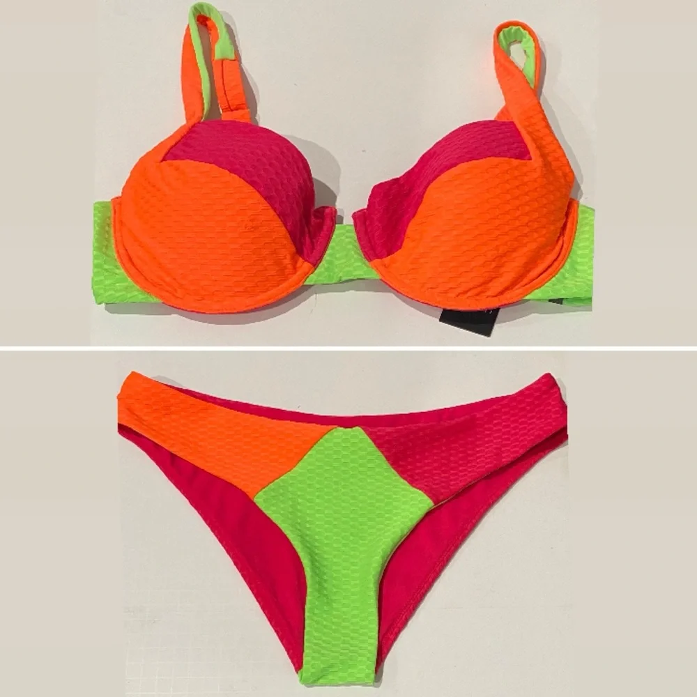 🆕 REVOLVE ✨ Bikini top hot pink neon green lime - Picture 6 of 6